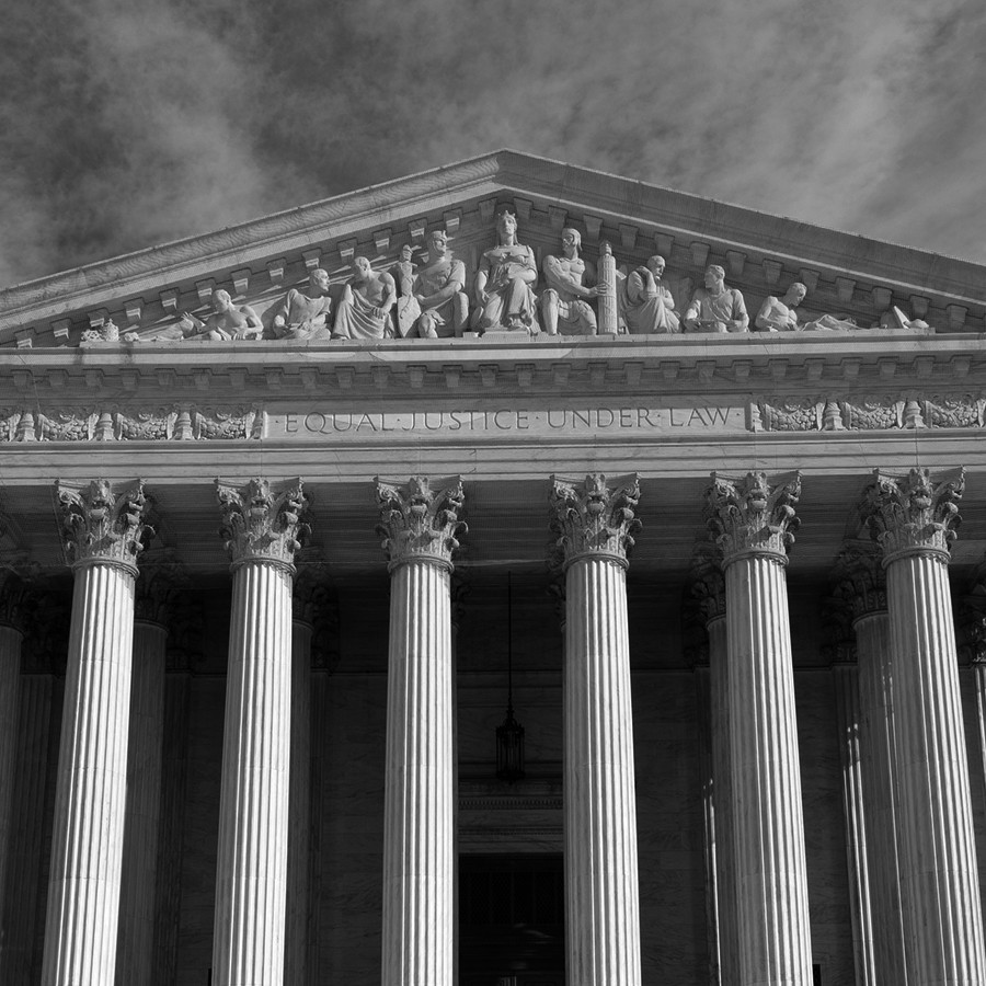 Black and white image of the Supreme Court of the United States