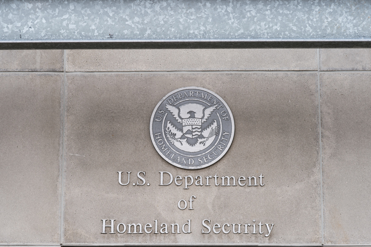 Milwaukee, WI, USA- 8 March 2016: U.S, Department of Homeland Security logo on a federal building