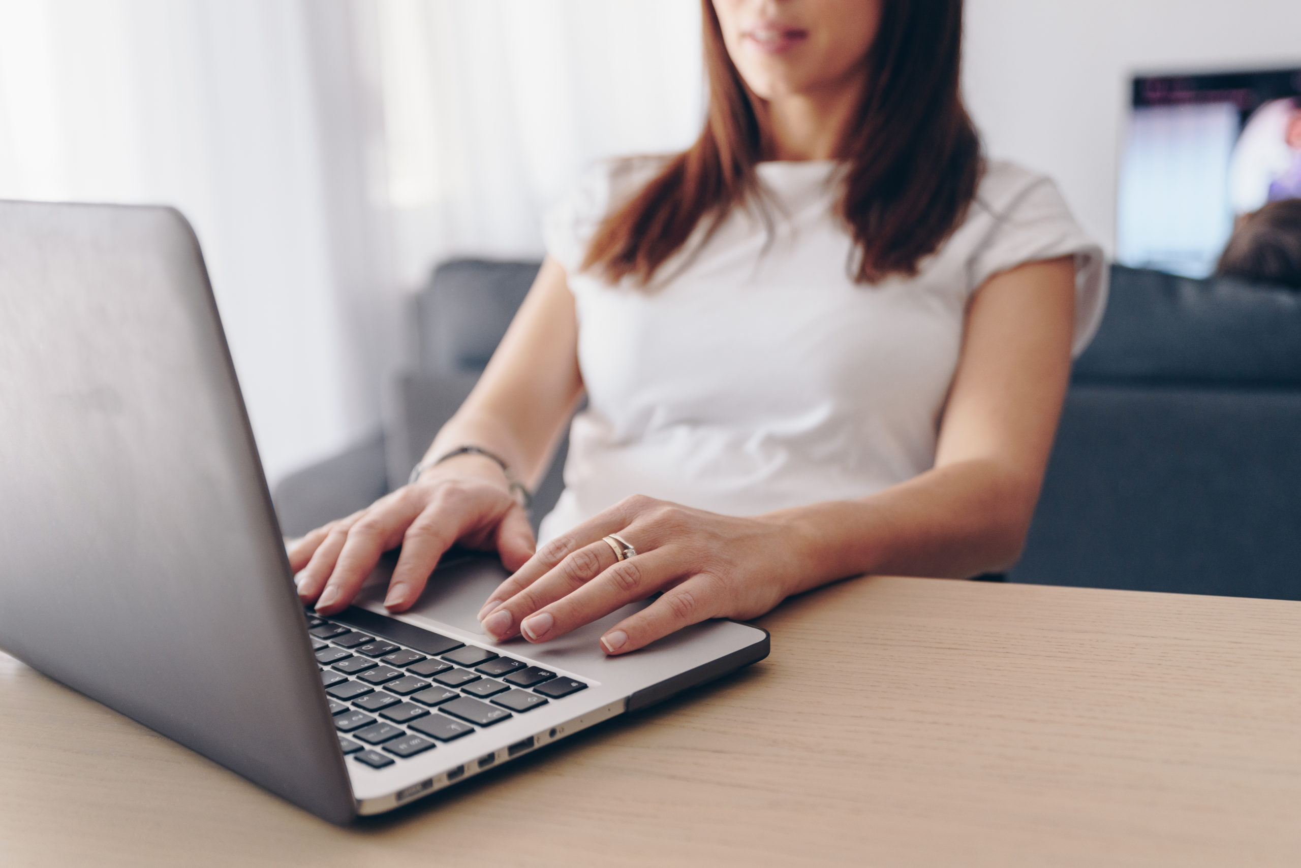 Young woman working from home