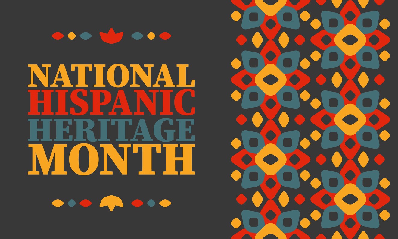 National Hispanic Heritage Month in United States. Celebrate annual in September and October. Latin American and Hispanic ethnicity culture. National fabric textures. Traditional festival and parade. Vector poster illustration