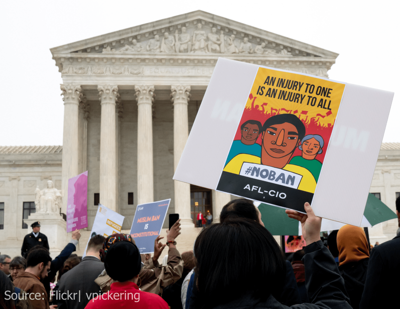 Muslim travel ban rally/protest outside of Supreme Court where Hawaii v. Texas is being argued