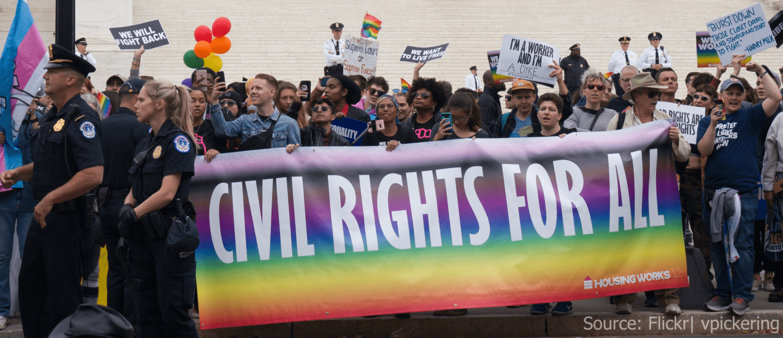 Scenes outside the Supreme Court as three cases involving LGBTQ employment rights were argued at the Court.