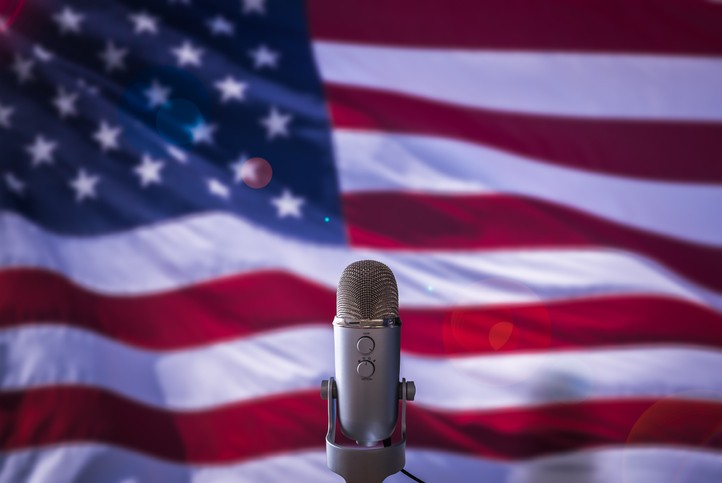 US Flag And Microphone